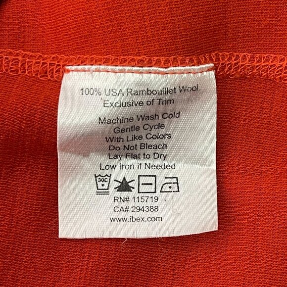 Ibex Women's Orange 100% Wool 1/4 Zip Pullover Mock Neck sweater Size Large - Picture 7 of 16
